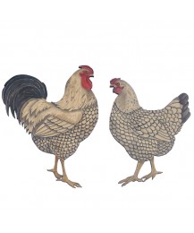 Wyandotte Cockerel and Hen Wall Plaque Pair Wyandotte Cockerel and Hen Wall Plaque Pair