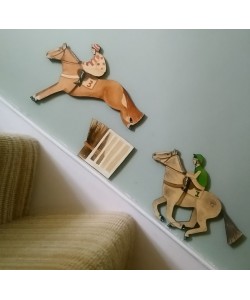 Racing Two Horse Wall Plaque Set